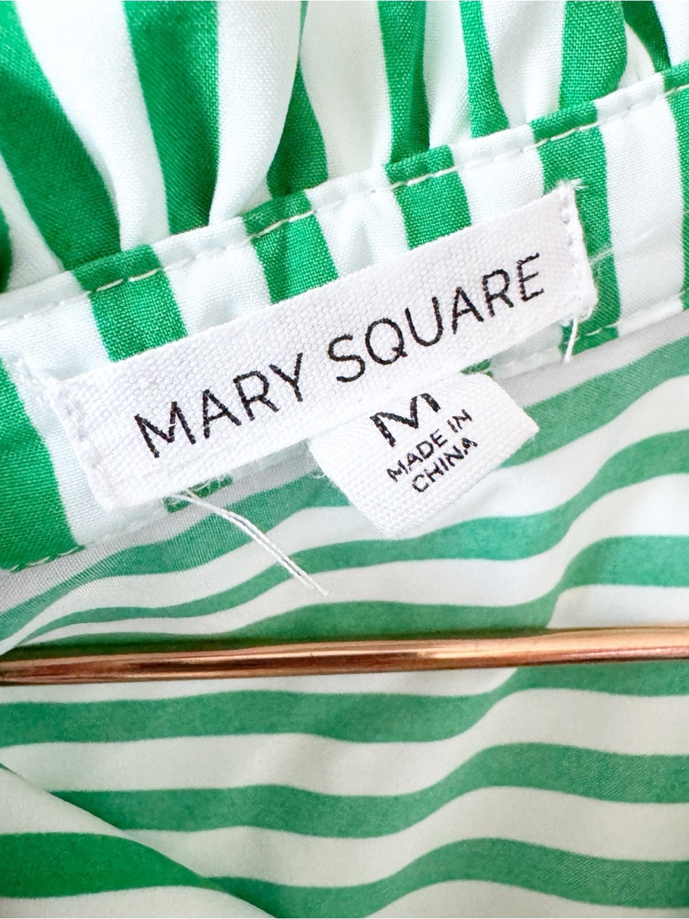Mary Square Naomi Green and White Striped Ruffle-Hem Puff Sleeve Casual Dress - Picture 6 of 10
